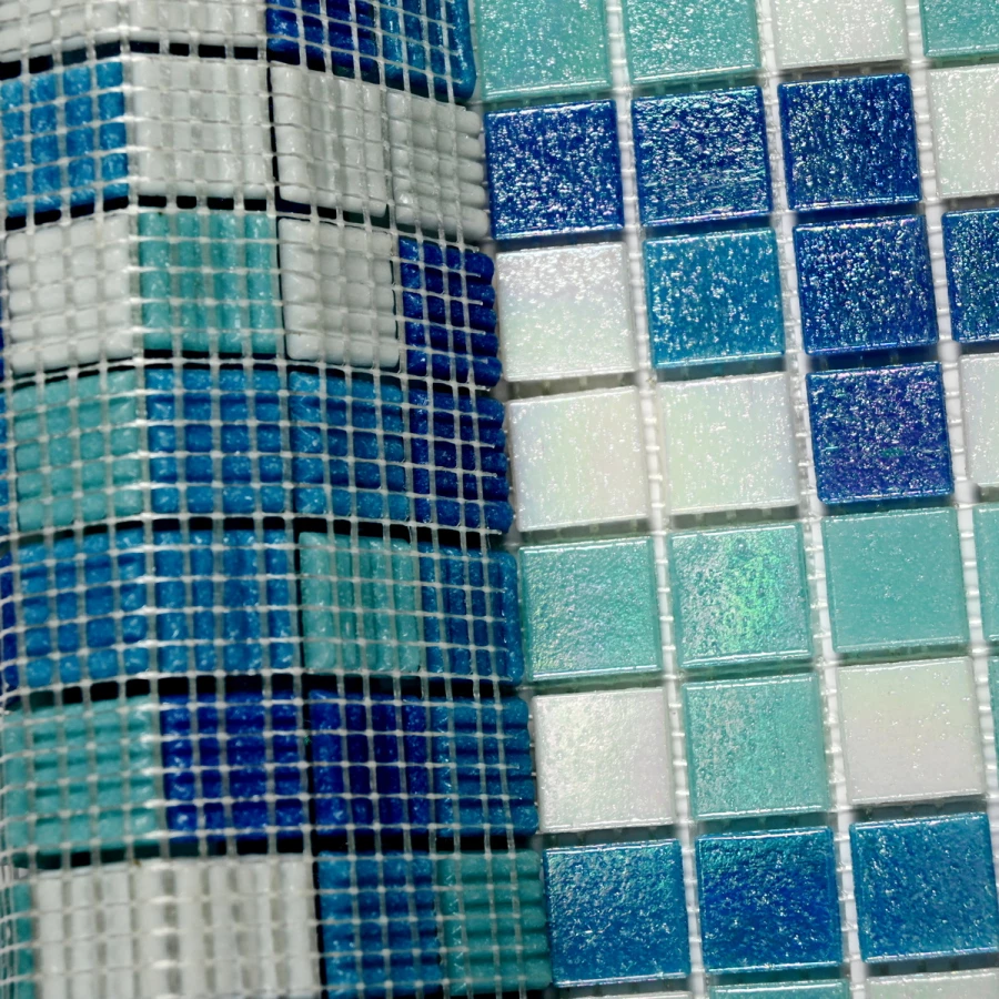 Мозаика Bonaparte Стеклянная мозаика Port 20х20 глянцевая сине-зеленая 32,7х32,7 см
