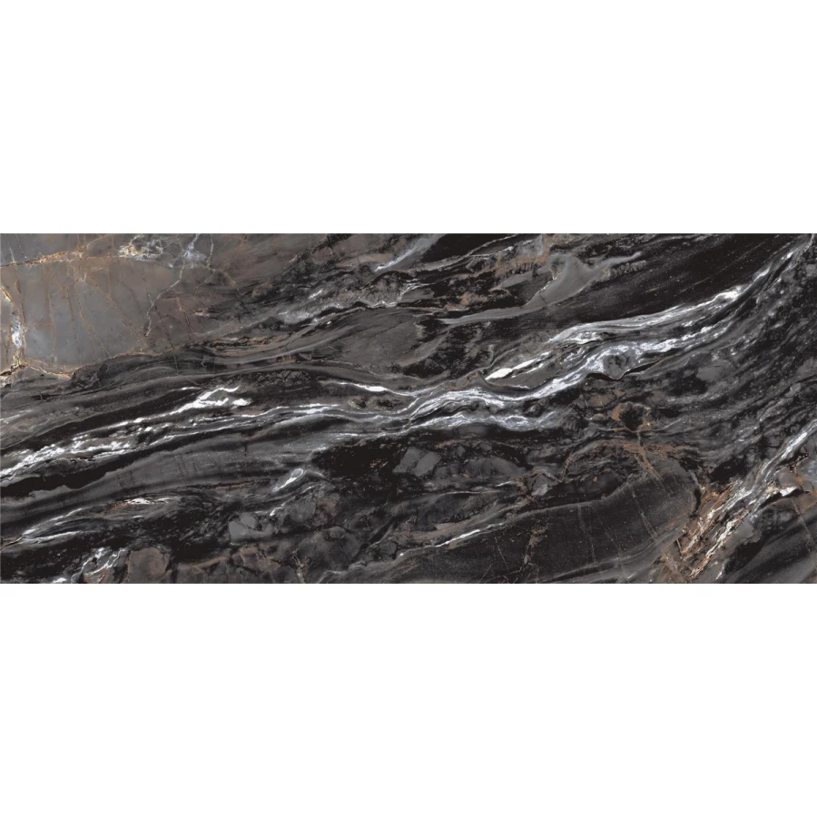 Керамогранит STN Ceramica Xlim Idalic Natural Polished 6 mm глянцевый черный N30156 280х120 см