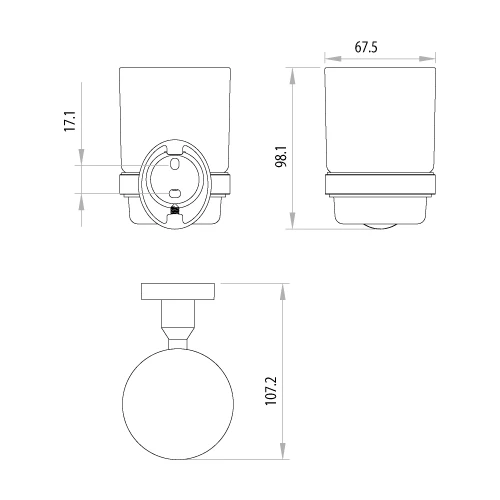 Стакан стеклянный с держателем Lemark Atlantiss LM3236C 6,8х9,8 см