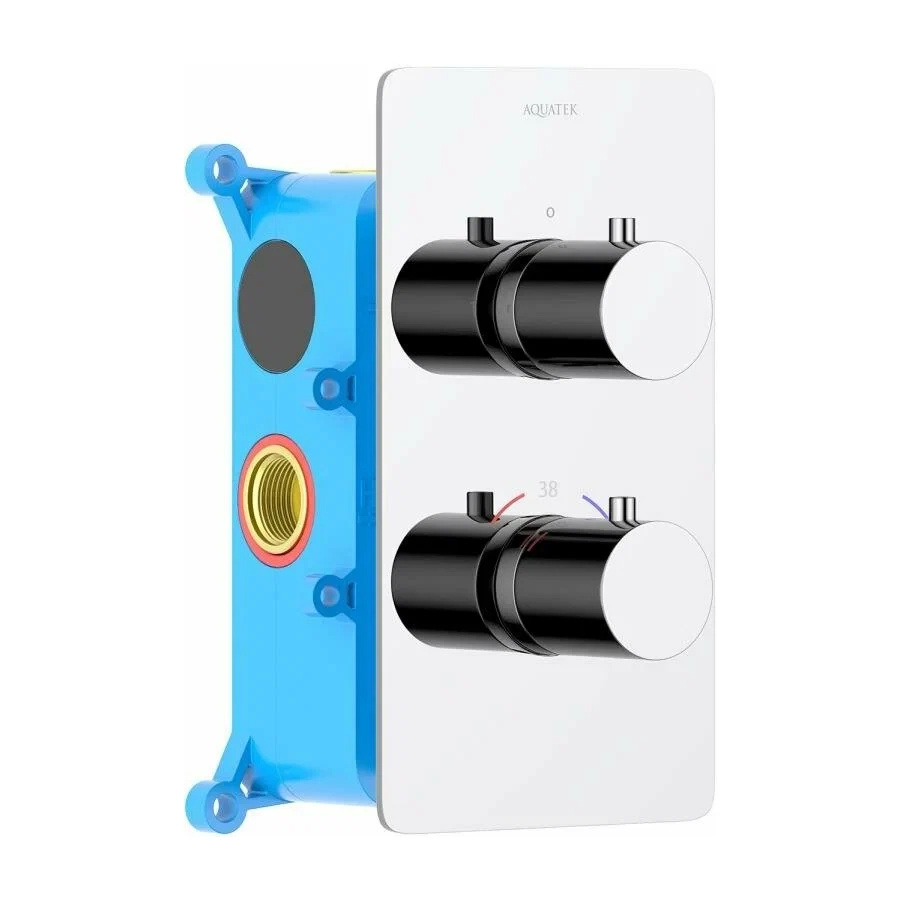 Смеситель Aquatek Европа термостатический для ванны 2 режима внешняя и скрытая часть хром AQ1392CR