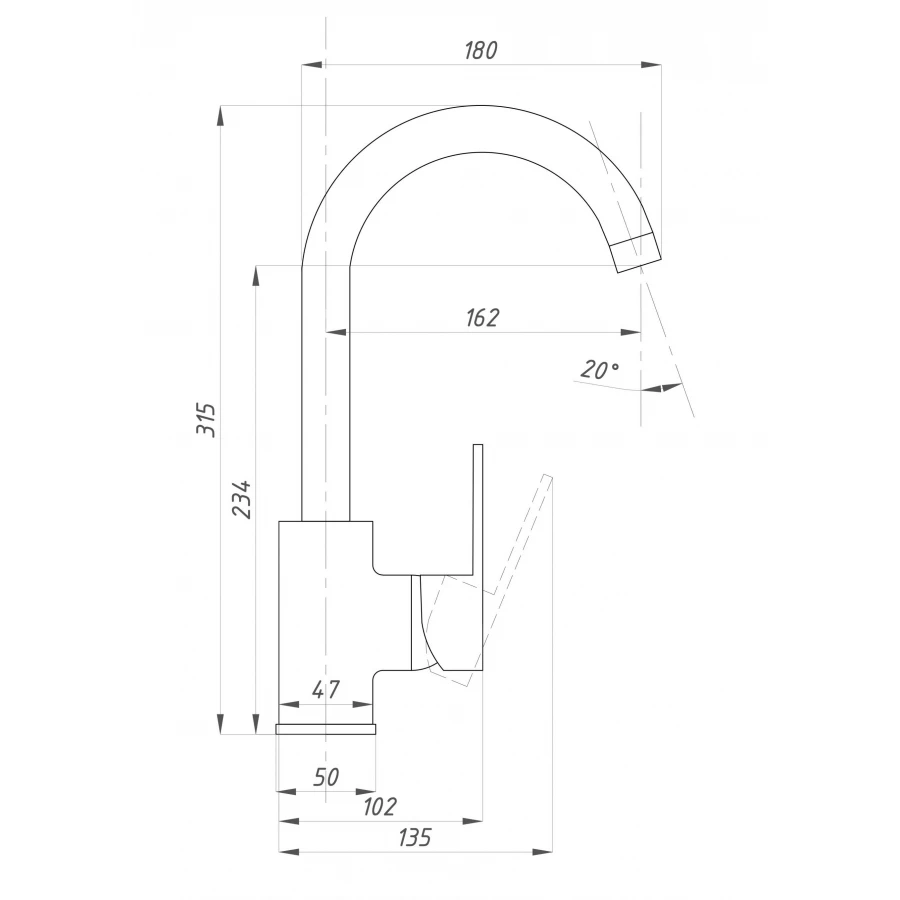 Смеситель для кухни ПСМ-Профсан Серия-700 PSM-700-3 тип См-МОЦБА хром