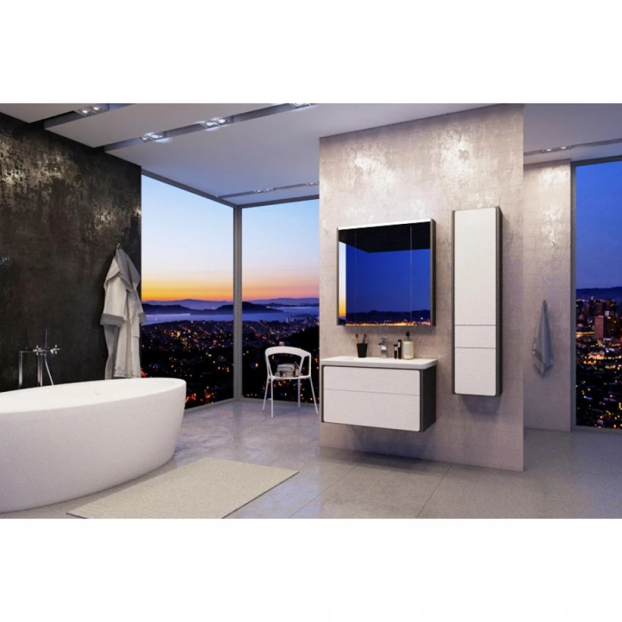 Тумба под раковину Roca Ronda белый глянец/антрацит ZRU9302965 80 см