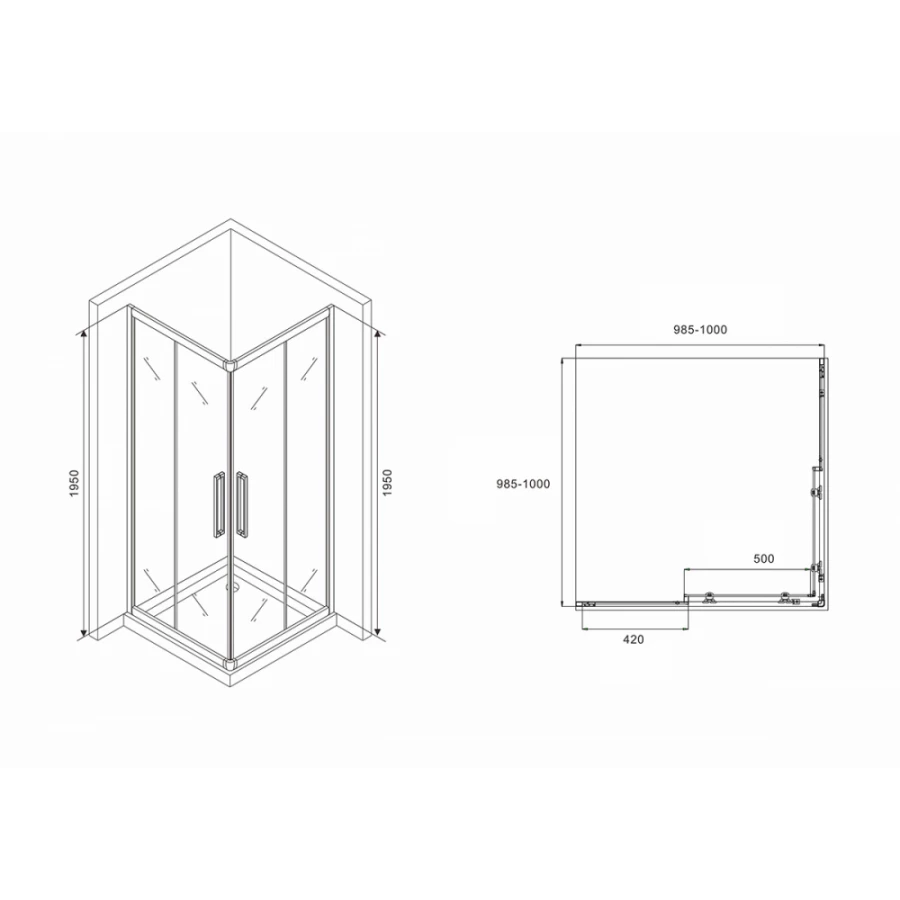 Душевой уголок Abber Schwarzer Diamant AG02100BH