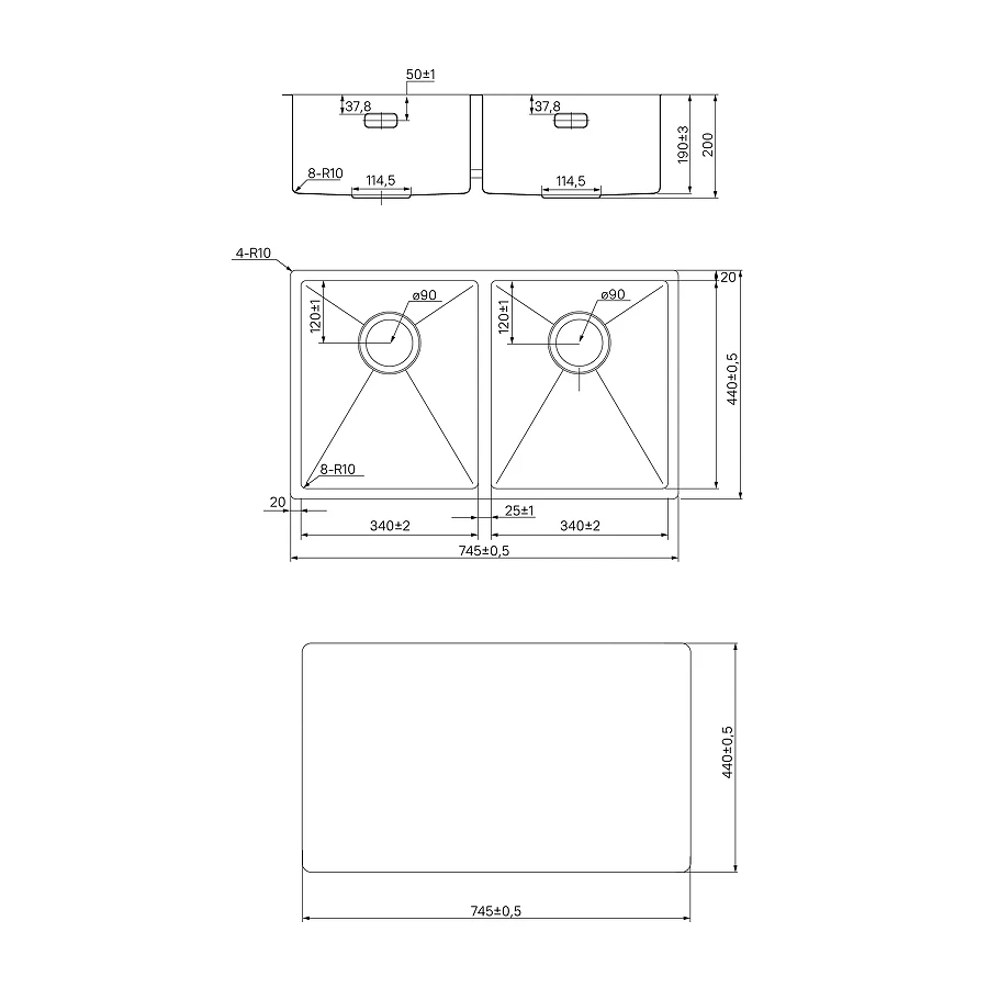 Мойка Iddis Edifice EDI75B2i77 74,5х44 см