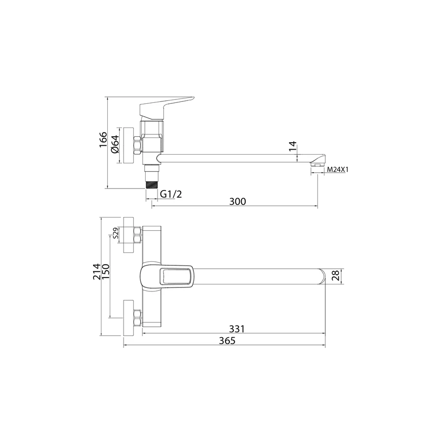 Смеситель для ванны Iddis Spin SPISBL2i10WA с длинным изливом, хром