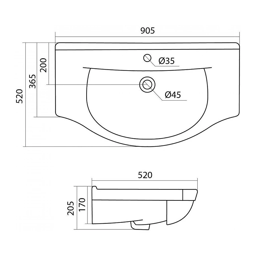 Раковина Santek Эльбрус 1.WH11.0.790 90,5х52 см