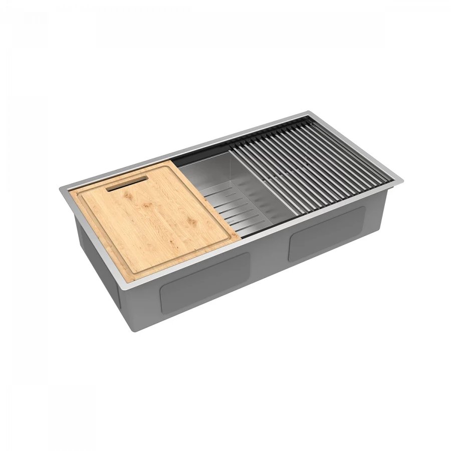 Кухонная мойка Lemark Tabaga 820 прямоугольная из нержавеющей стали с аксессуарами в комплекте сталь 9937133