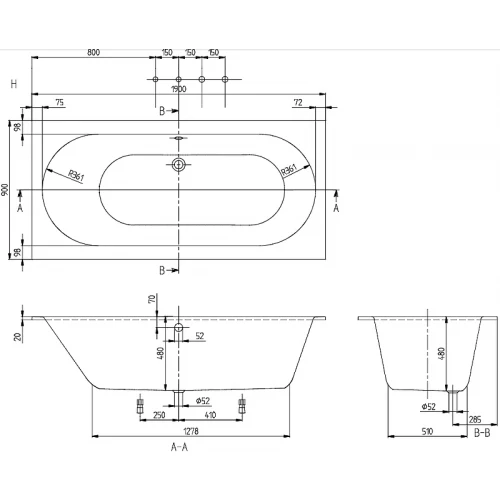 Квариловая ванна Villeroy&Boch Oberon Duo UBQ199OBE2V-01 190x90 см