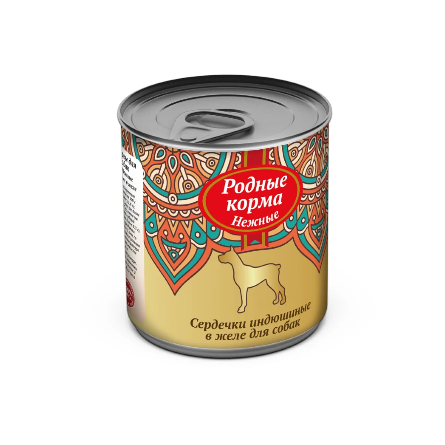 Нежные консервы сердечки индюшиные в желе для собак Родные корма 1111081 240 г