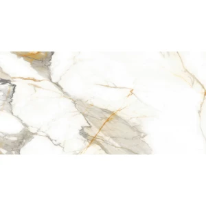 Керамогранит ALMA Ceramica Calacatta Oro лаппатированный белый 7,5 мм GFA114CLR04L 114х57 см