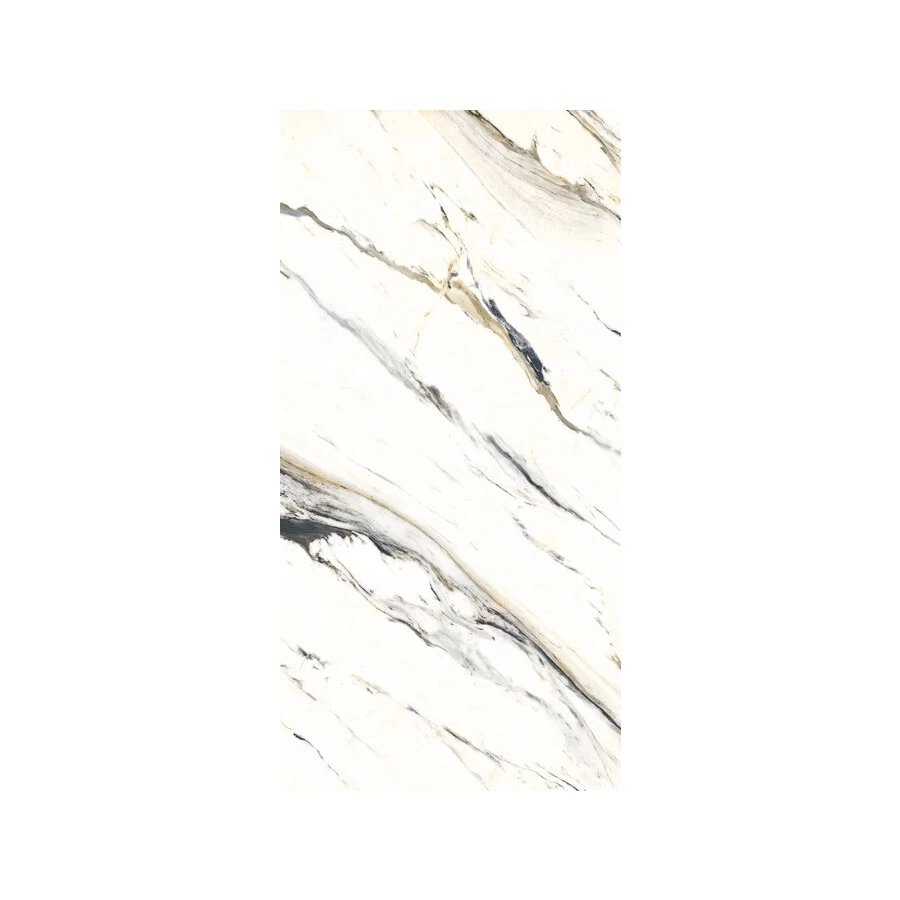 Керамогранит Planet Ceramics UKSL 2412 глянцевый с золотом белый 120х60 см