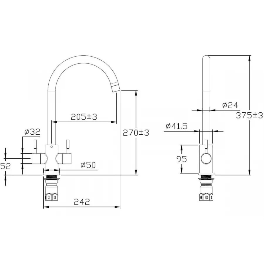 Смеситель для кухни Esko R-излив нержавеющая сталь K33