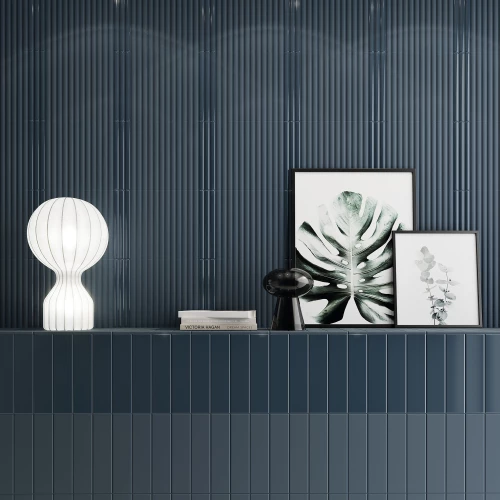 Плитка настенная DNA Match Curved Midnight Blue Gloss 130866 глянцевая синяя 25х6,25 см