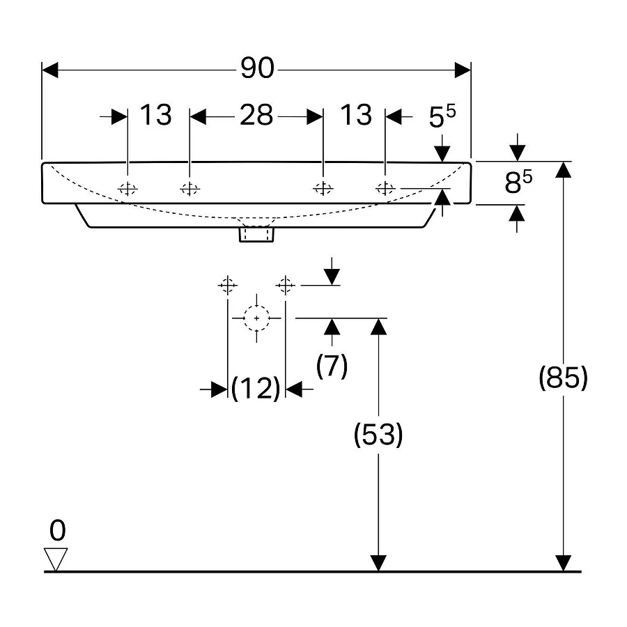 Раковина Geberit Smyle Square 500.251.01.1 90x48 см