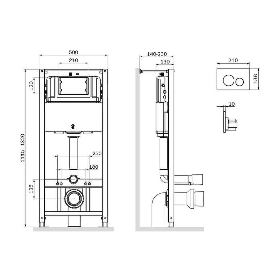 Инсталляция с подвесным унитазом Am Pm Spirit V2.0 FlashClean с сиденьем микролифт и клавишей IS49051.701700