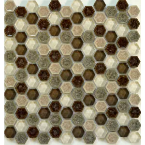 Мозаика Tonomosaic CST169 из керамики и стекла, кремовая, бежевая, болотная, коричневая 30*30 см