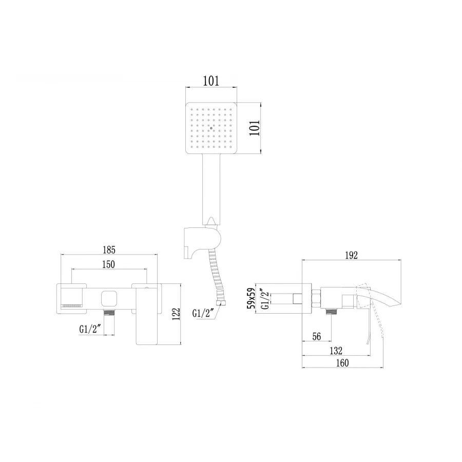 Смеситель Fmark для ванны графит FS8624Q