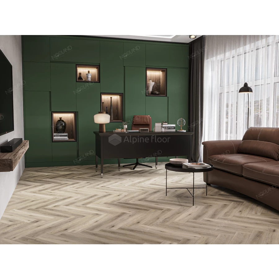 Каменный SPC ламинат Alpine Floor Norland Lagom Parquet Stor 1033-2 34 класс 3.5 мм 2.25 кв.м 60х12.5 см