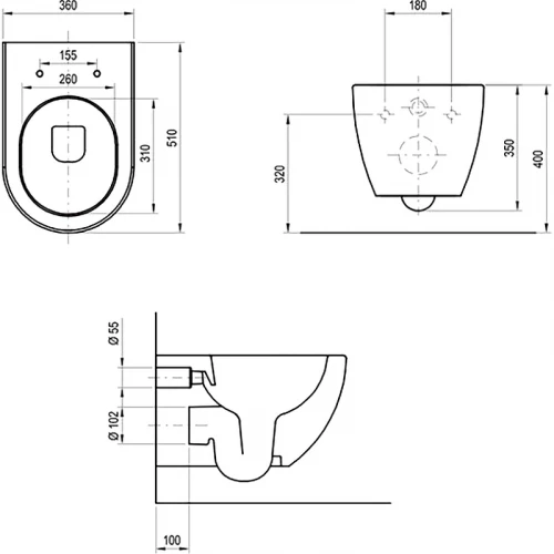 Унитаз подвесной Ravak Uni Chrome RimOFF безободковый Черный X01794