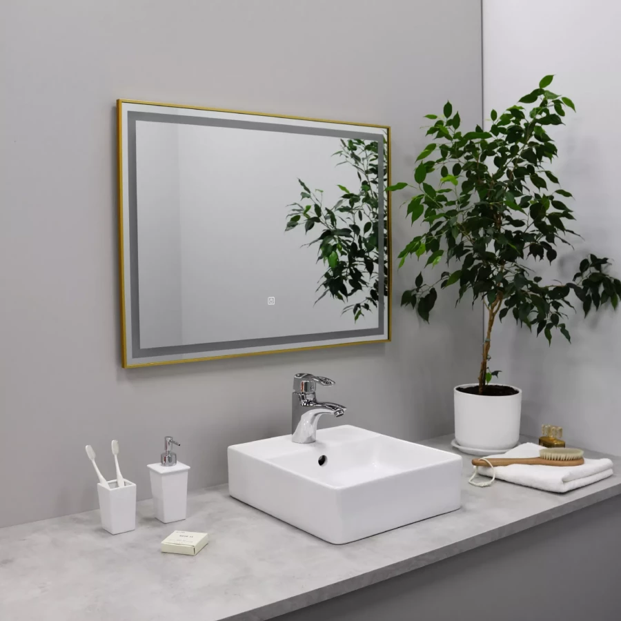 Зеркало Fixsen led с подсветкой прямоугольное золото сатин FX-2120G 120х80 см