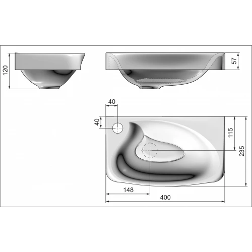 Раковина Raval Bionica Bio.08.40/W 39,8х23,4 см