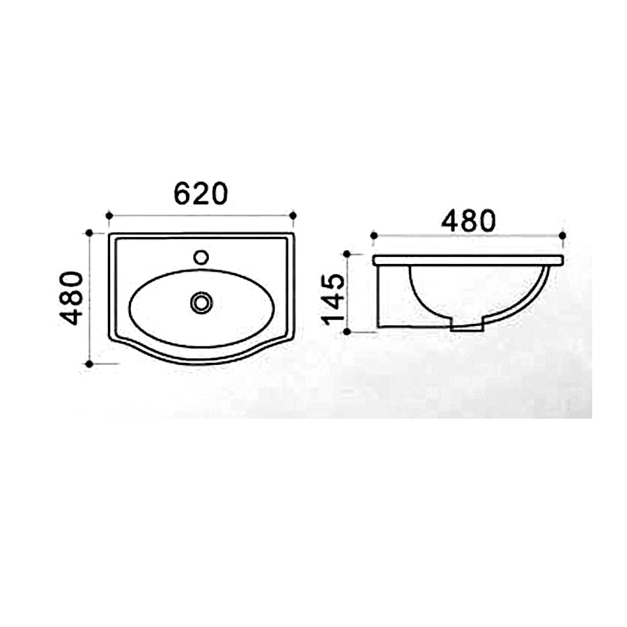 Раковина Azario подвесная белая AZ-405-A 62х48х14.5 см