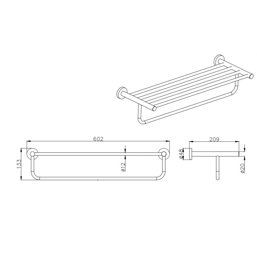 Полка для полотенец Aquatek Вега матовый черный AQ4015MB