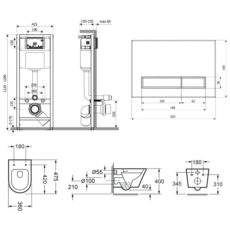 Унитаз Lavinia Boho Relfix Biore Compacto Rimless 75110146 (комплект 6 в 1)