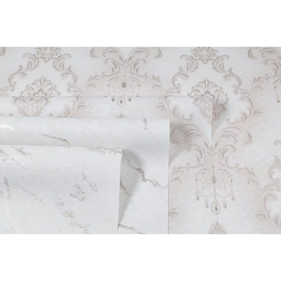 Обои флизелиновые Palitra Home Ornament HomeColor белые HC31217-11 1,06х10,05 м