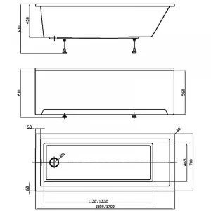 Ванна акриловая прямоугольная Aquatek Eco-friendly София SOF150-0000001 150х70 см