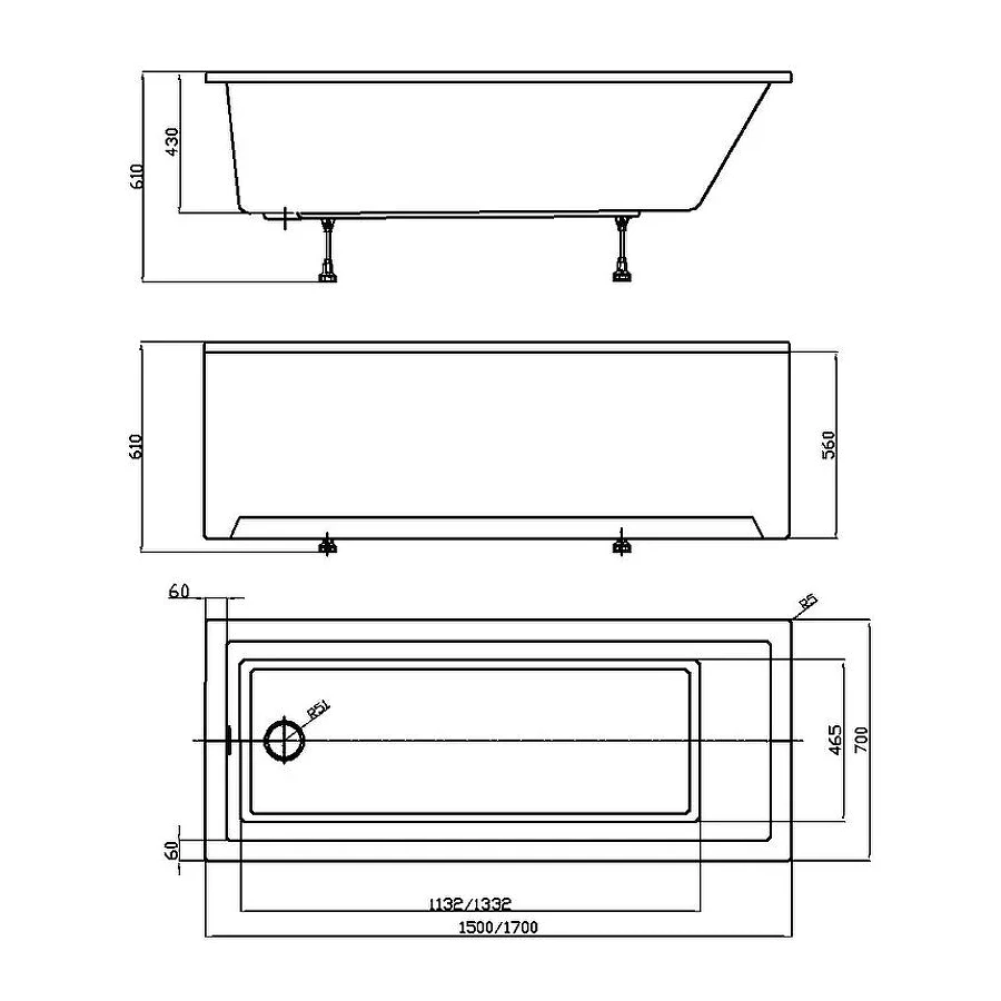 Ванна акриловая прямоугольная Aquatek Eco-friendly София SOF150-0000001 150х70 см