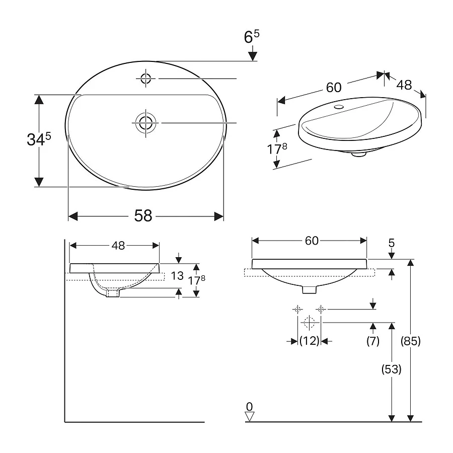 Раковина Geberit VariForm 500.726.01.2 60x48 см