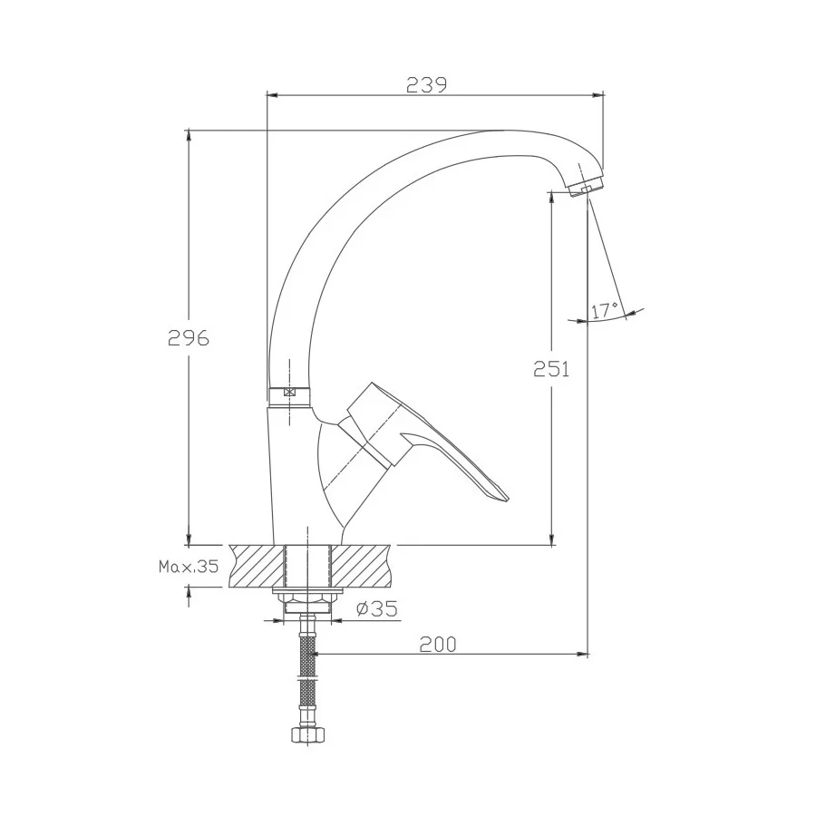 Смеситель для кухни Haiba HB4166-7