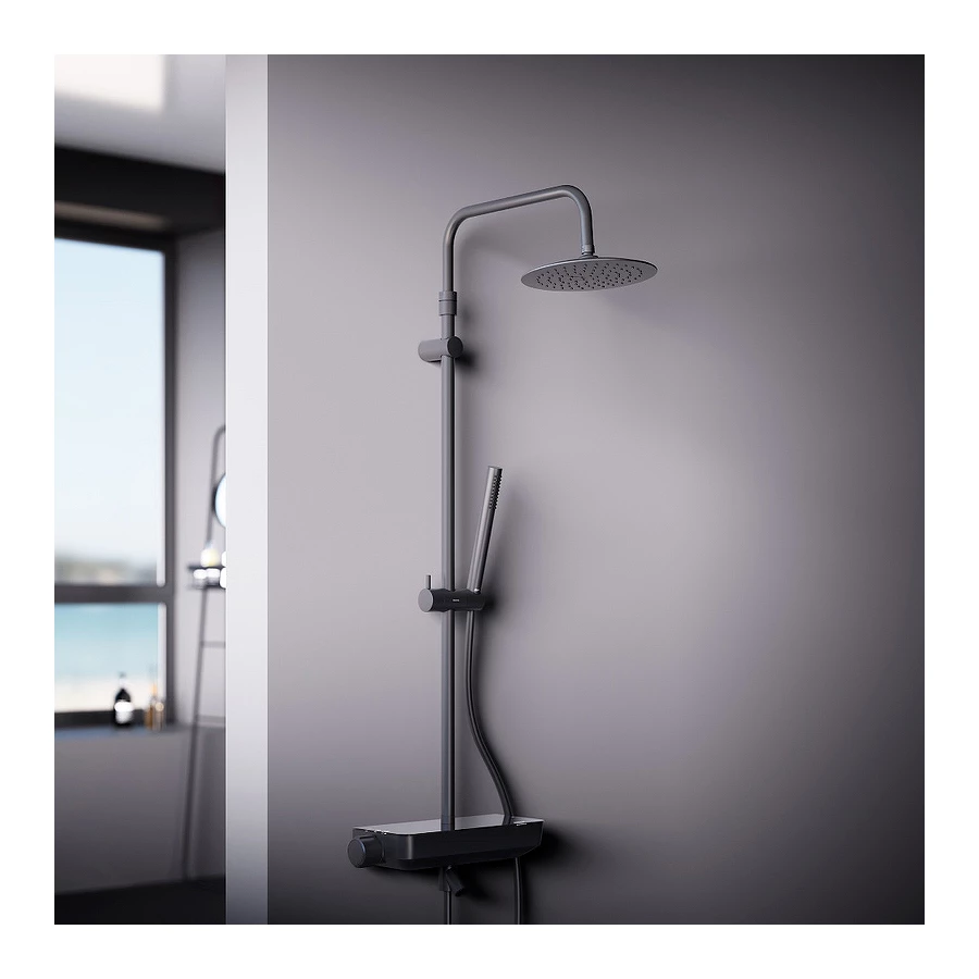 Душевая система с ванно душевым смесителем полкой Damixa Scandinavian Pure 936730300