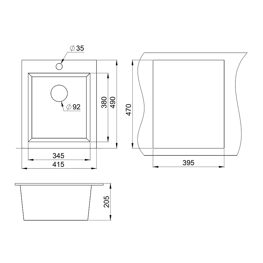 Кухонная мойка Granula 4201, ЧЁРНЫЙ 41,5х49 см