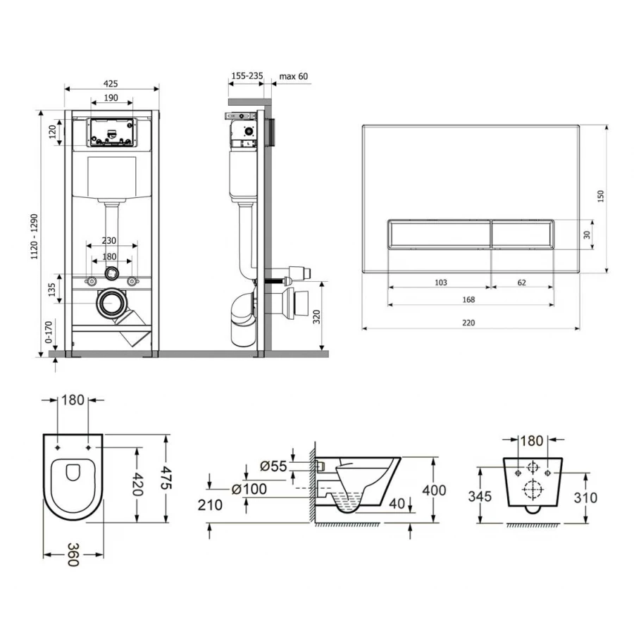 Унитаз Lavinia Boho Relfix Biore Compacto Rimless 75110161 (комплект 7 в 1)