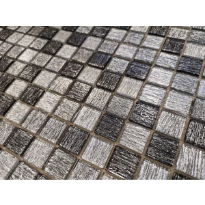 Стеклянная мозаика LeeDo Ceramica Black Tissue серебристый 29,8x29,8 см