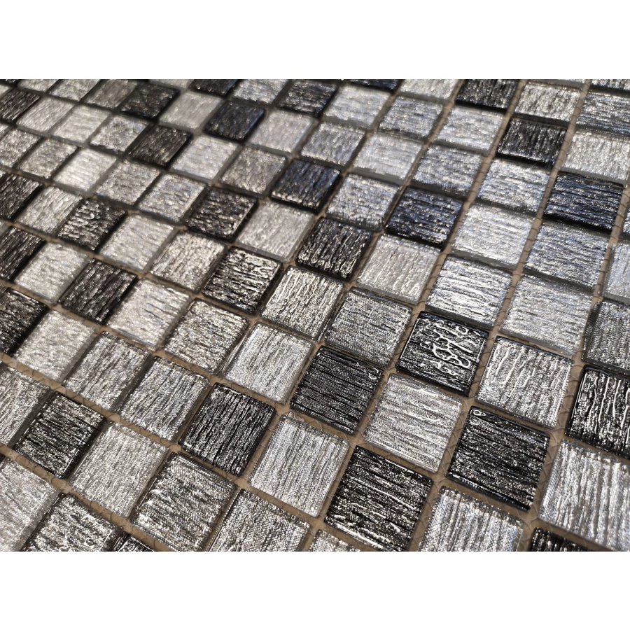Стеклянная мозаика LeeDo Ceramica Black Tissue серебристый 29,8x29,8 см