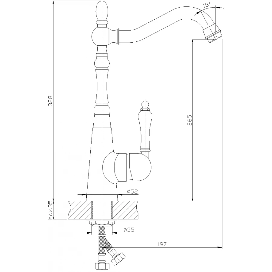 Смеситель для кухонной мойки Rossinka Z Z35-20U хром