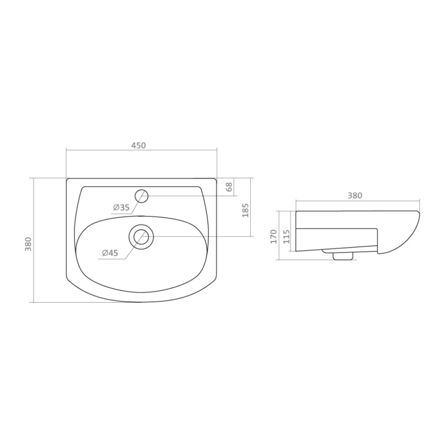 Раковина Santek Азов 1.WH11.2.449 45х38 см