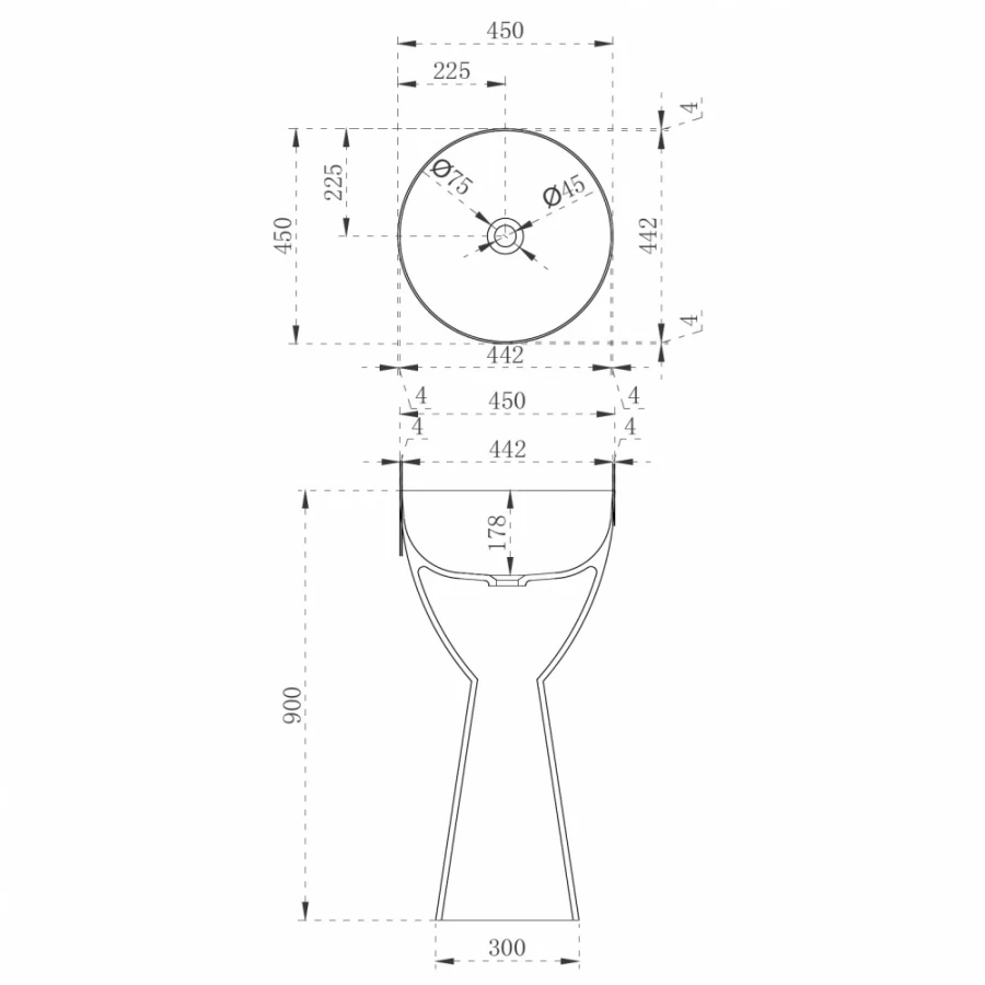 Раковина отдельностоящая прозрачная Abber Kristall черный оливковый AT2703Black-Vesuvian 45х45 см