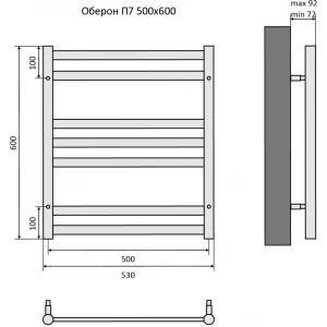 Полотенцесушитель водяной Aquatek Оберон П7 AQ RO0760BL 50х60 см
