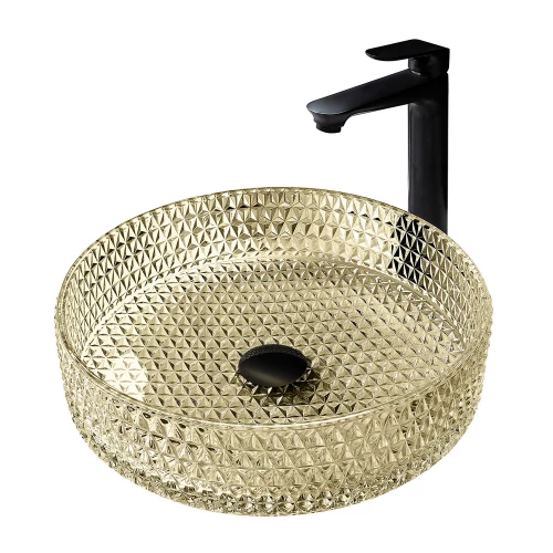 Раковина накладная стеклянная Abber Glas золото AK2301GG