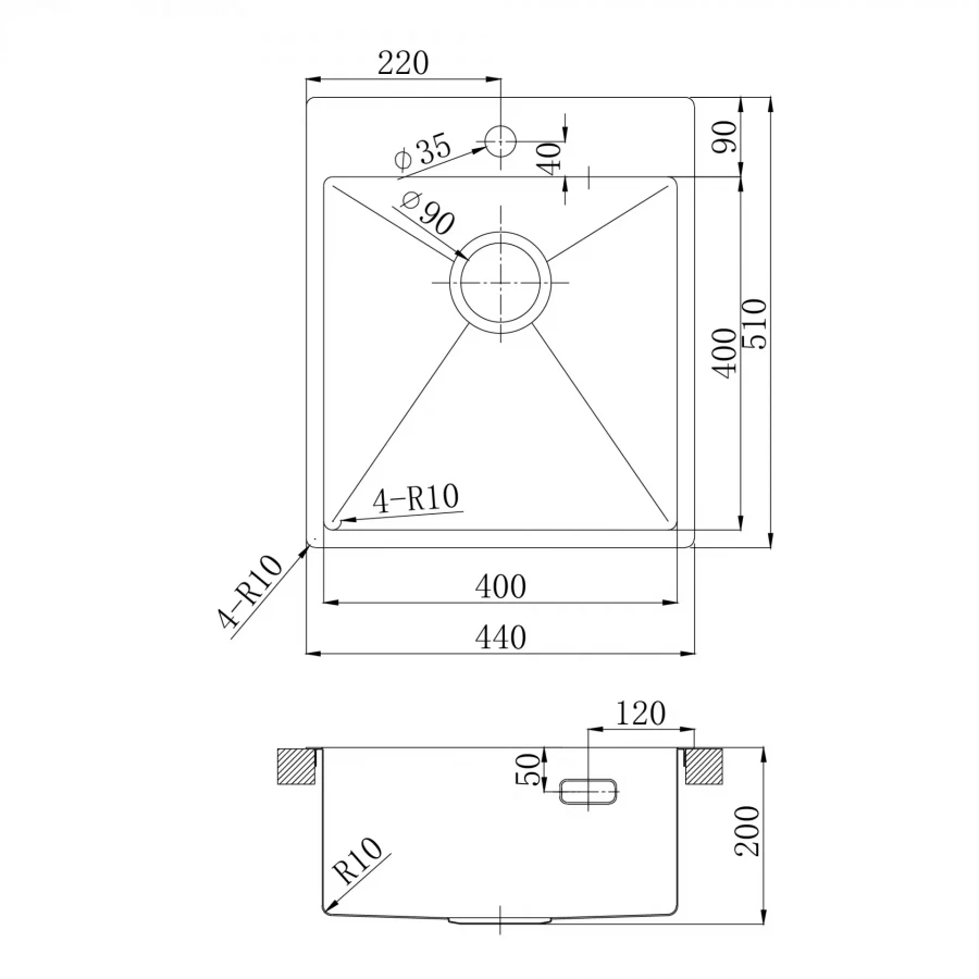 Кухонная мойка Lemark Janga 440 прямоугольная из нержавеющей стали сталь 9937101