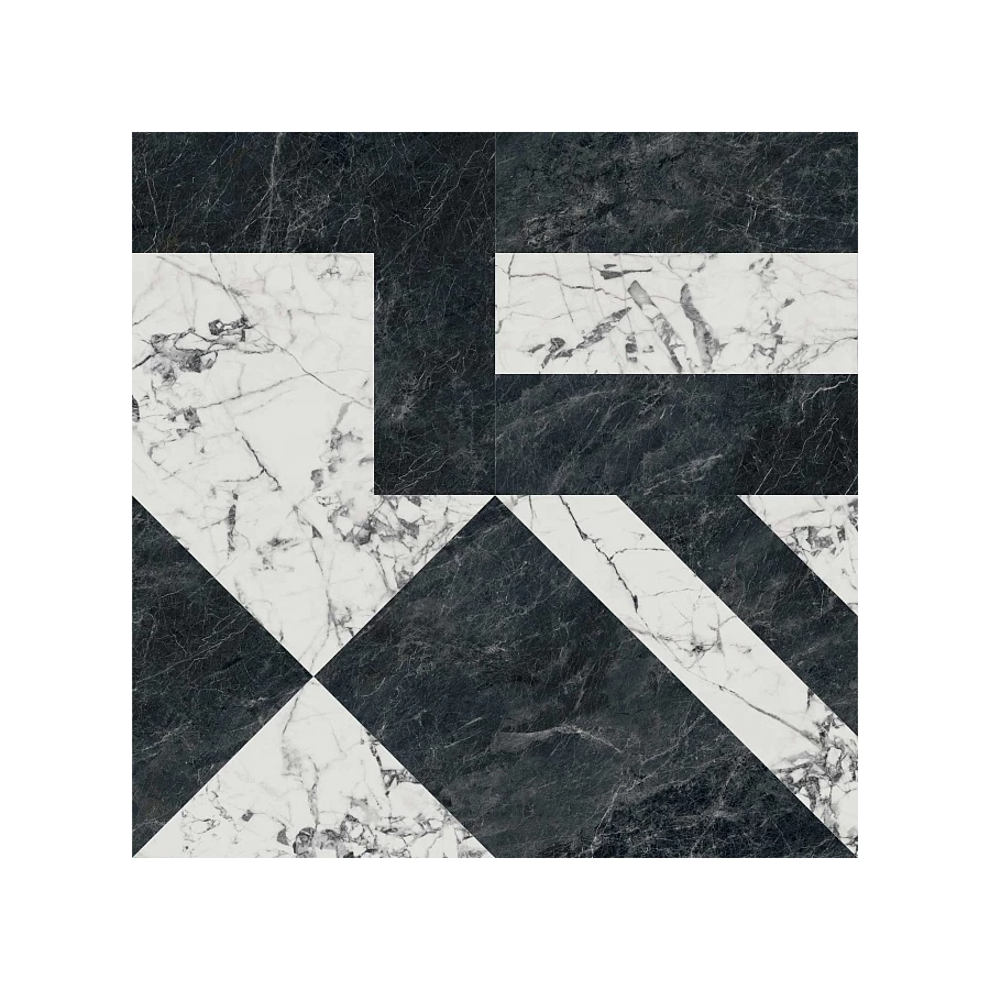 Керамогранит Kerama Marazzi Бьянко Неро белый чёрный лаппатированный 119,5х119,5 см
