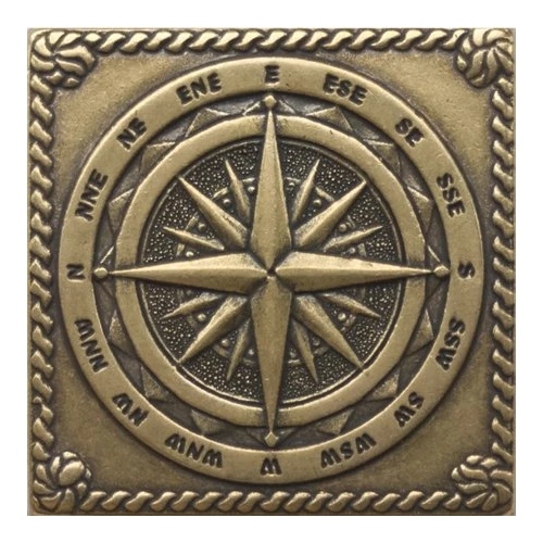 Вставка Moneli Decor Металлические вставки Windrose Shined brass бронза полированная MNL000011 5х5 см