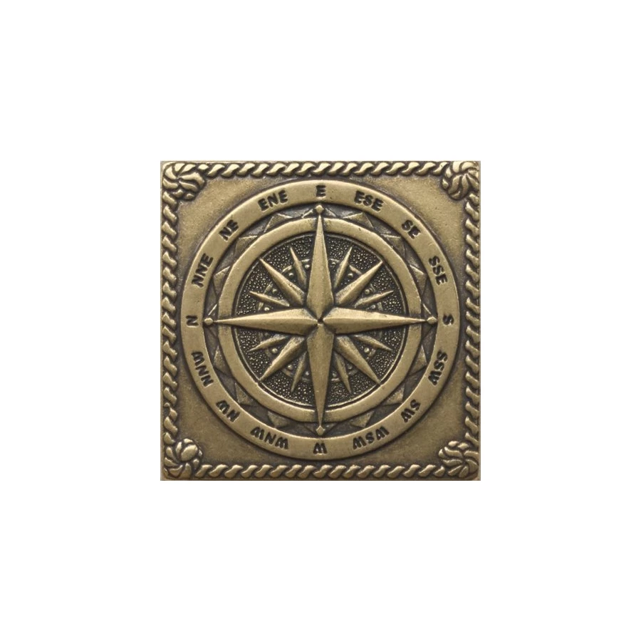 Вставка Moneli Decor Металлические вставки Windrose Shined brass бронза полированная MNL000011 5х5 см