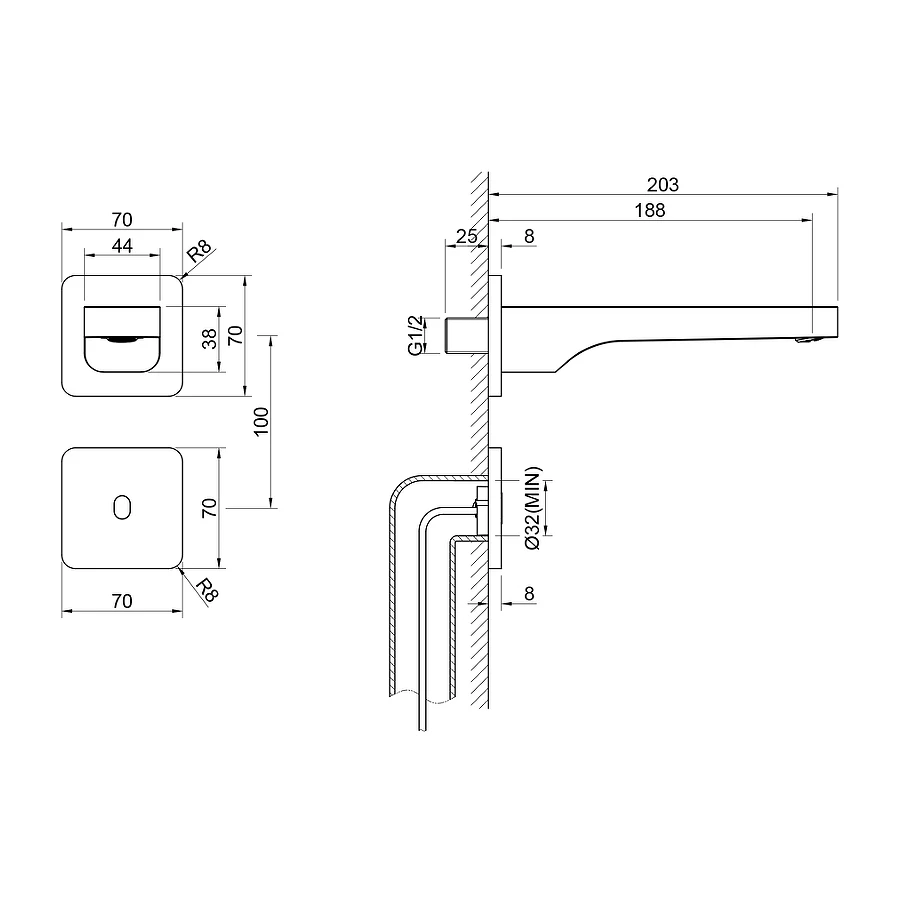 Смеситель Timo для раковины встроенный сенсорный хром Torne 4373/00SM