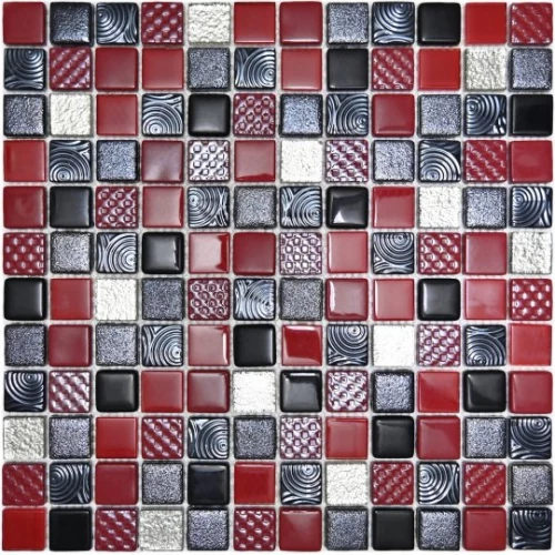 Мозаика Bonaparte Стеклянная мозаика Poker 23х23 рельефная глянцевая красная 30х30 см
