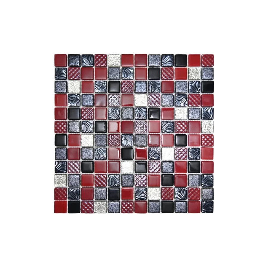 Мозаика Bonaparte Стеклянная мозаика Poker 23х23 рельефная глянцевая красная 30х30 см